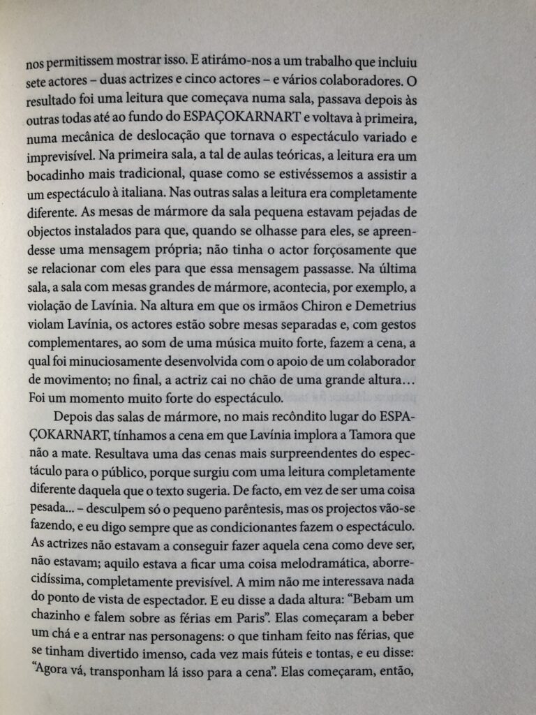 "Convite para fazer TITUS", Luís Castro entrevistado por M. Helena Serôdio, pág. 101
