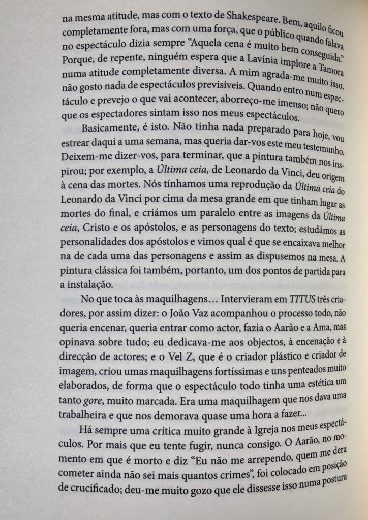 "Convite para fazer TITUS", Luís Castro entrevistado por M. Helena Serôdio, pág. 102